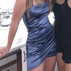 Bodycon shimmer minidress with a wrap